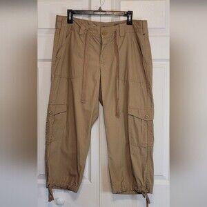 THRE 3 Clothing Co Women's Cargo Capri Pants Size 14 Khaki